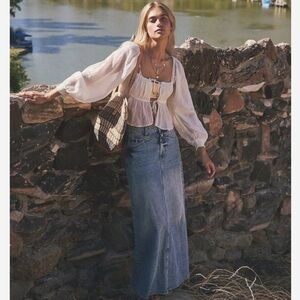 Free People Come As You Are Denim Maxi Skirt 2 NWOT